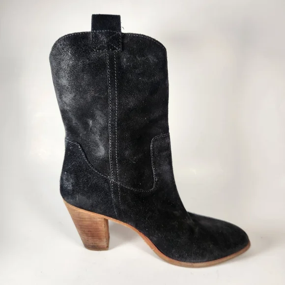 BODEN Women’s Western Boot Size 9 EU 40 Black Suede Heels - Picture 9 of 12